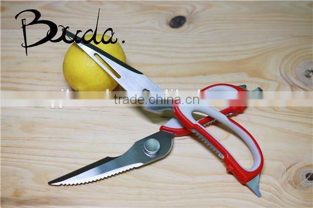 Multifunction stainless steel kitchen scissors with PP+TPR handle BD-S1630