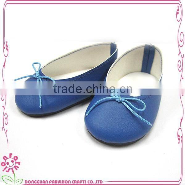 dark blue PU leather doll shoes wholesale 18 inch
