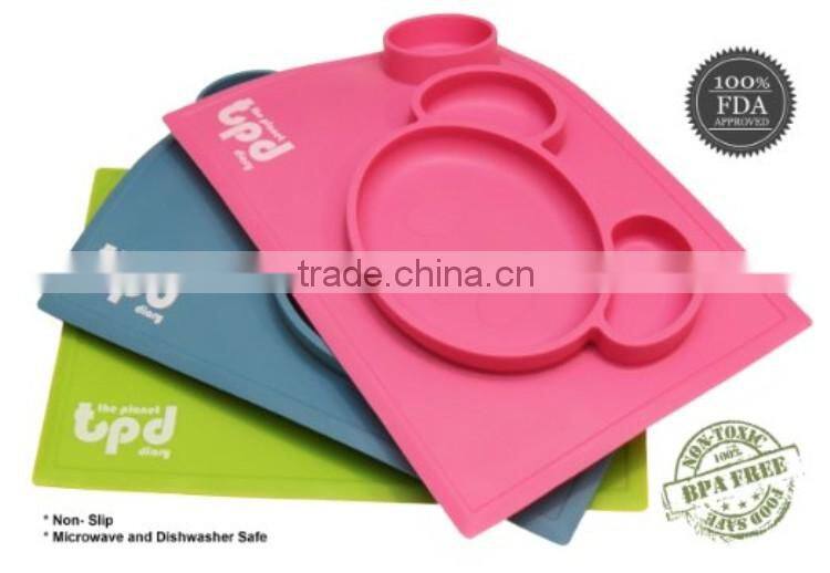 BPA Free Wholesale Non-slip Silicone Placemat for Kids