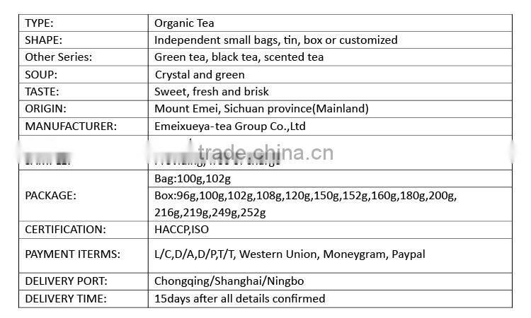 Famous Chinese green tea brands organic maofeng green tea