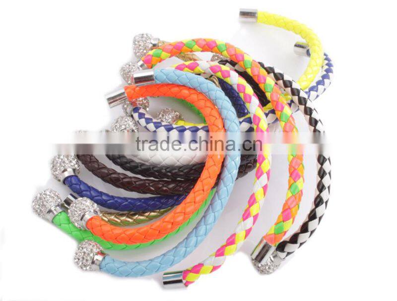 OEM welcome popular round braid PU/genuine leather cords for jewelry making