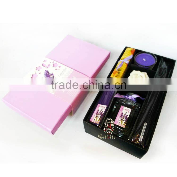 Home decoration glass bottle with essential oil reed diffuser with incense stick