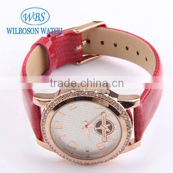 Nickle free leather strap watch free for custom logo printed