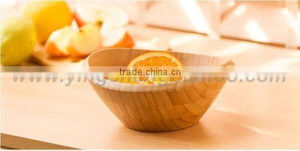 Colorful oval bamboo salad bowl