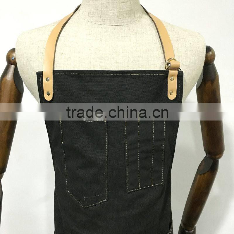 custom high quality black canvas apron for men