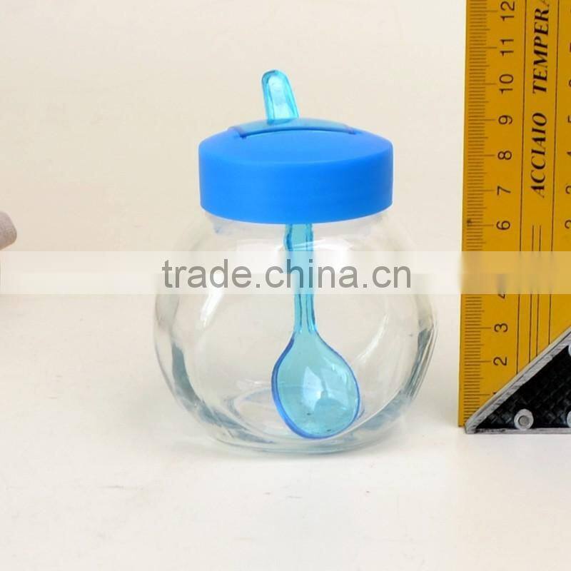 Glass Spice Jar with Spoon Unique Shape Spice Bottle with Lid
