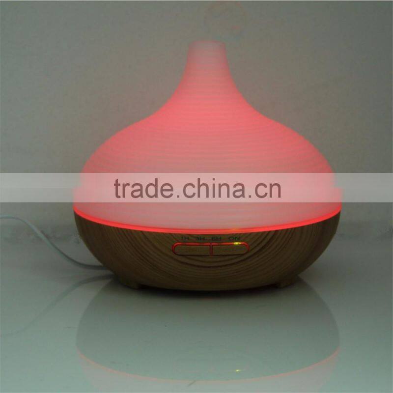 Changing Colored LED Lights Waterless Auto Shut-off Adjustable Mist Wooden Aroma Diffuser Bottle