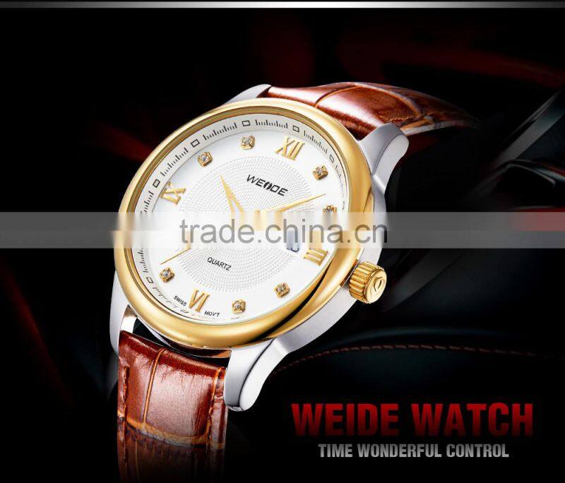 2015 WEIDE Fashion Alloy Couple Watch Gold Rose Watches For Men Cheap Watches In Bulk Sapphire Wristwatch WG93008