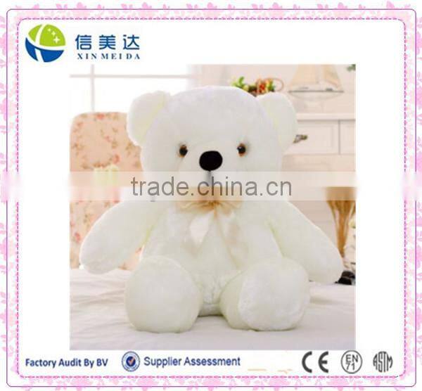 Custom 80cm Stuffed White Plush LED Teddy Bear Toy for Valentine' Day