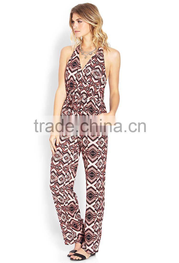 women playsuits wholesale retro pattern printing jumpsuits/playsuits women sexy jumpsuits