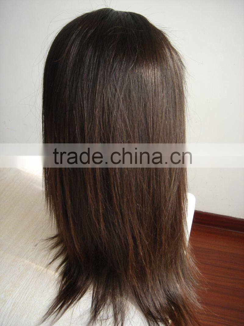 Unprocessed Human Hair Lace Front Wig With Bangs Made In China