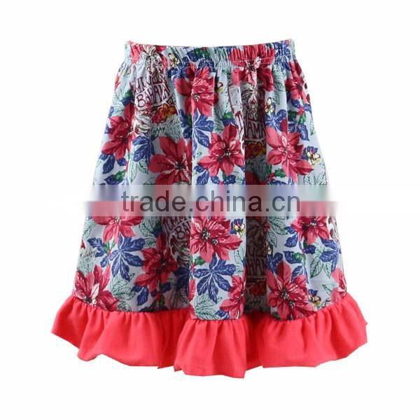 Kaiyo baby clothes factory OEM service skirt , red flower print ruffle skirt