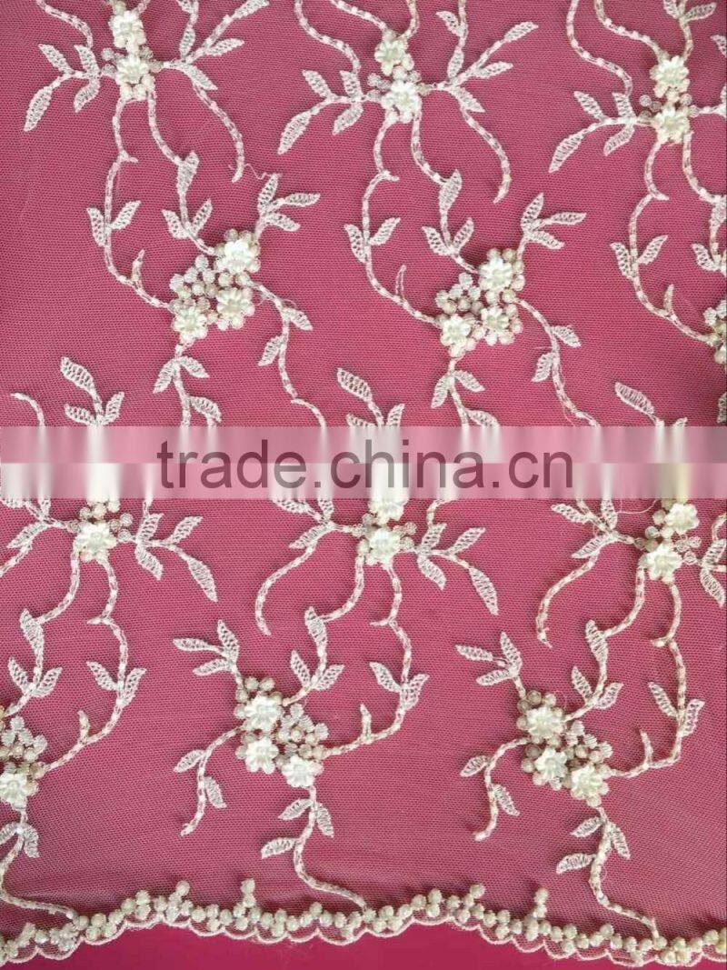 3D Rose flowers lace bridal lace fabric with sequin
