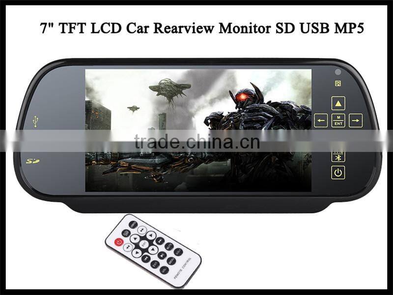 AV 7 Inch TFT best LCD Color Screen MP5 bluetooth SD USB Car Rear View Mirror