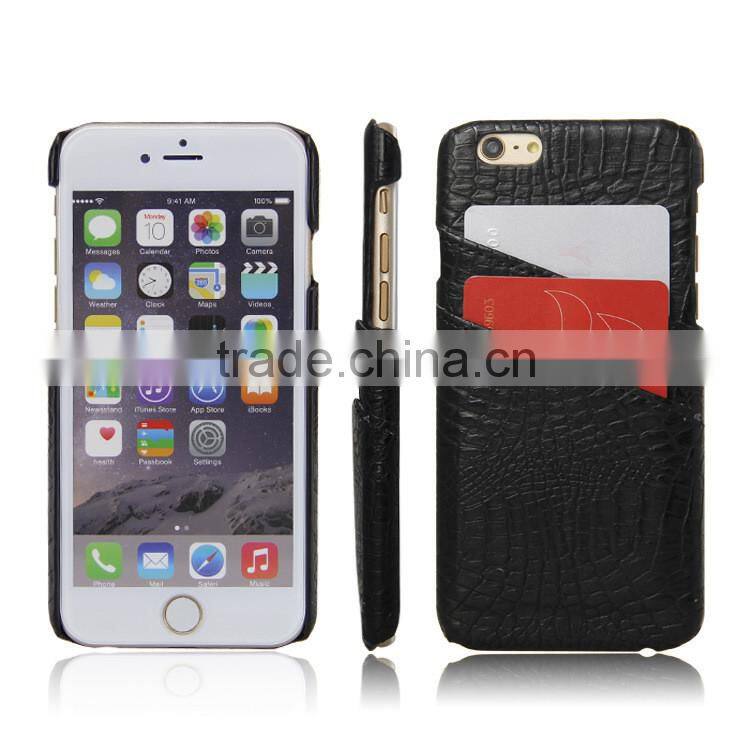Fashion PU CROCO Mobile Phone Case Cover for iPhone 6 Brown Leather Casing With Two Card Slots