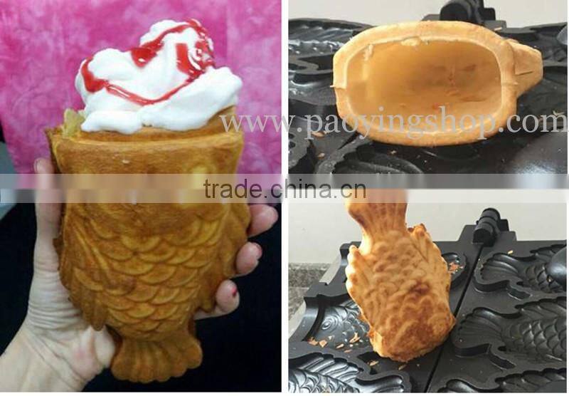 (3 in 1) 6pcs Fish Waffle Commercial Use Non-stick LPG Gas Icecream Taiyaki Baker + Batter Dispenser + Stuffing Scoop