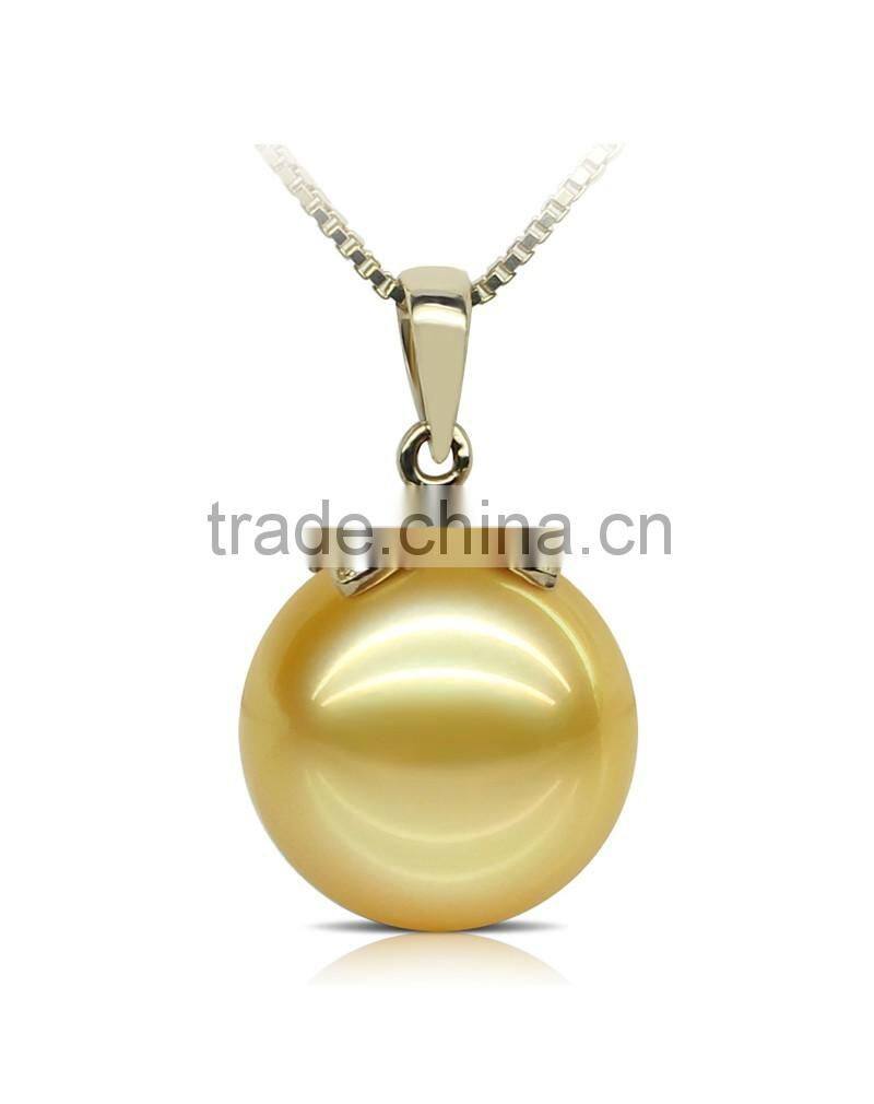 2016 new fashion 11-12mm gold round freshwater jewel original pearl pendant