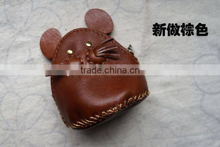 High quality Pure hand-made genuine leathter animal coin purse