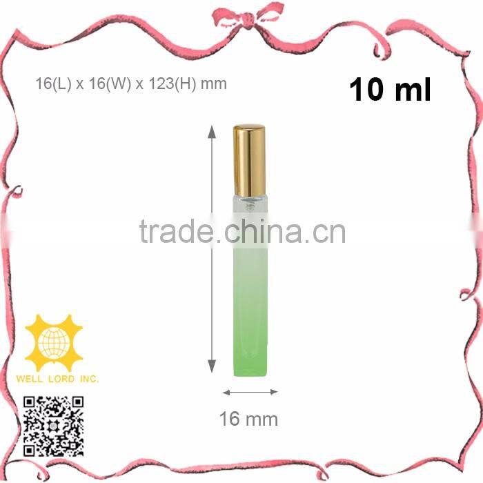 Grass green 10ml frosted glass with fancy golden cap perfume pump spray
