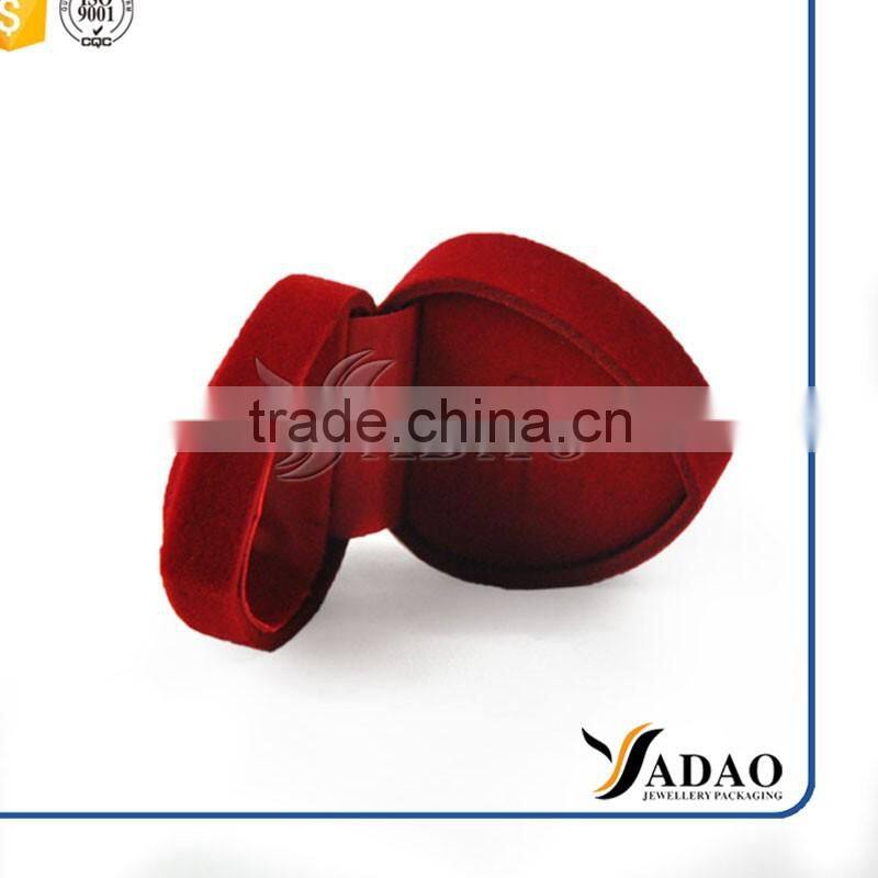 red color heart shape velvet packaging ring box