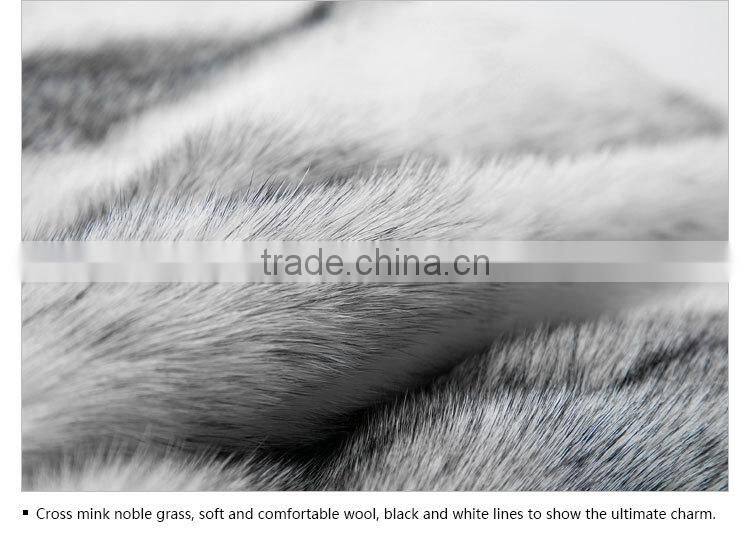 regular length winter women black cross mink fur coat with hat