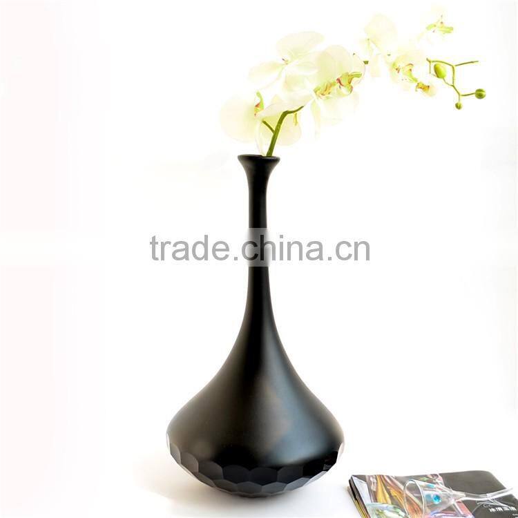 Wholesale Classic Black Swan Hand Carved Glass Vase High-grade Fashion Decoration Home Furnishing