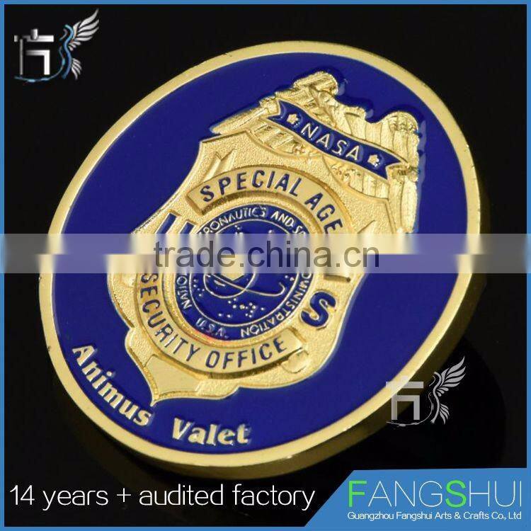 Customized police challenge coin 24k gold coin pendant low price wholesale