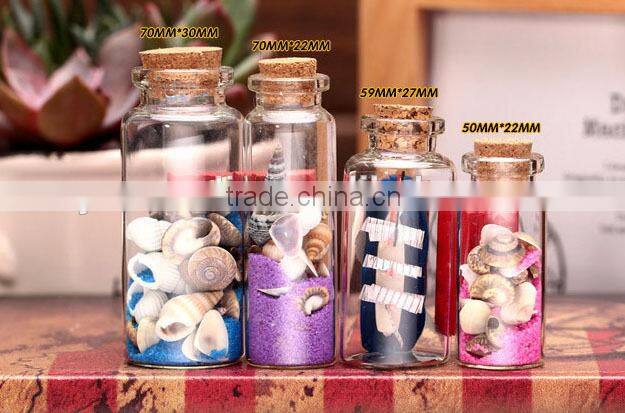 lovely wishing bottle with shell charm , penicillin bottle floating bottle wishing bottle as gift