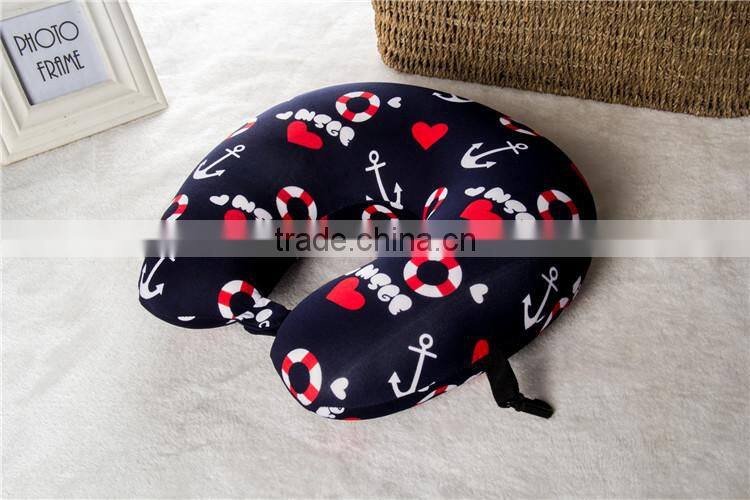 Printed Spandex fabric u shape pillow,with button and hook