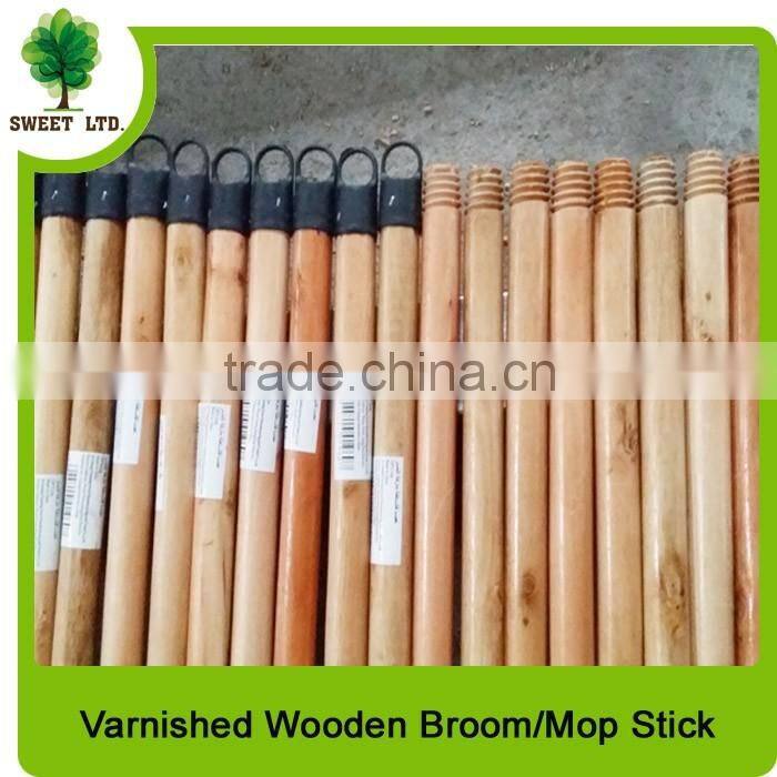 Varnished mop handle / wood broom stick / straight wooden broom and mop stick