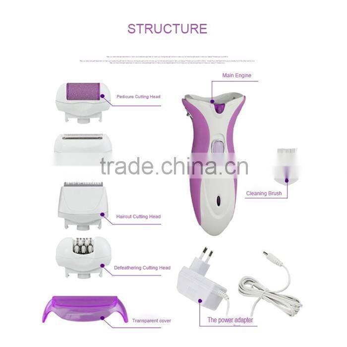Pink 4 in 1 Rechargeable Electric Callus Remover for Lady Shaver