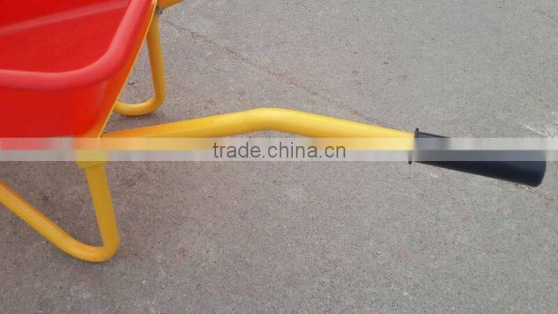 Red plastic kids wheelbarrow with wooden handle WB0603