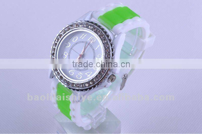 Geneva silicone watch women with diamonds