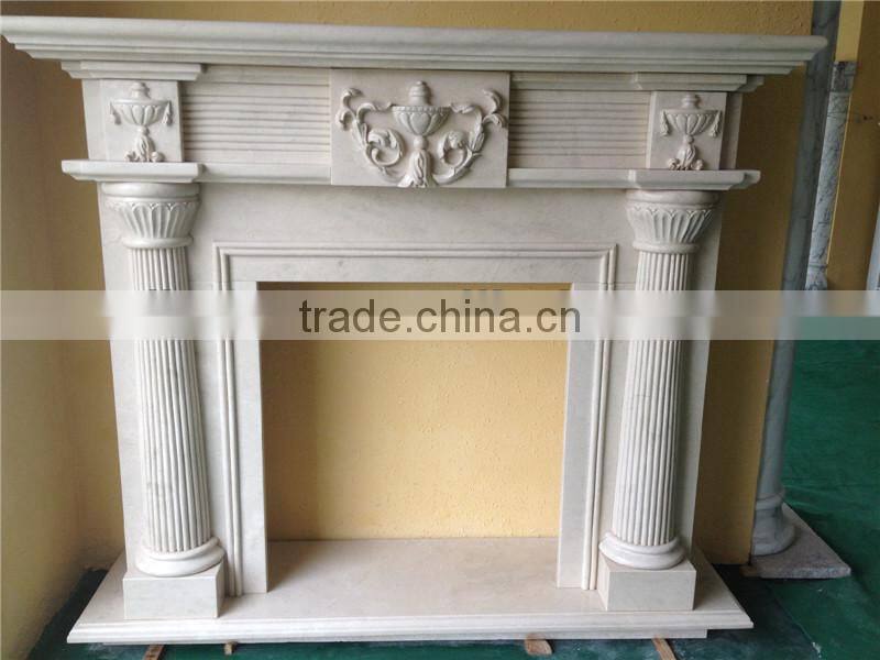 Yellow marble fireplace