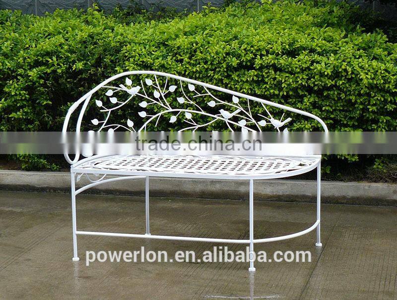 Chaise Longue Style Wrought Iron Garden Bench