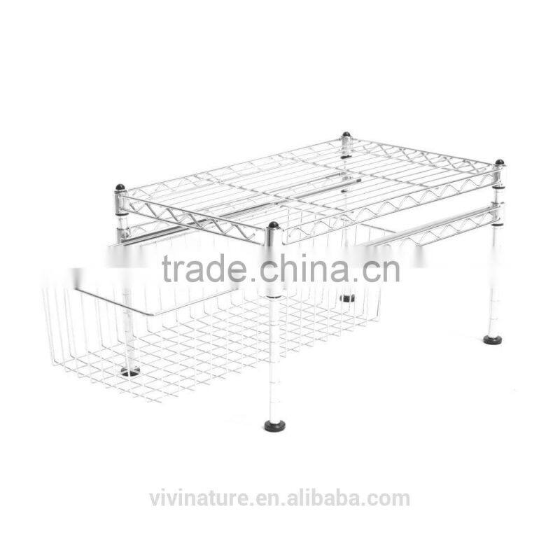 metal wire kitchen rack with 4 wheels, kitchen storage rack trolley cart