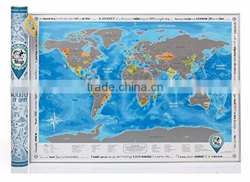 Detailed World Map with Scratch off Stickers Large Size and Tube Packaging