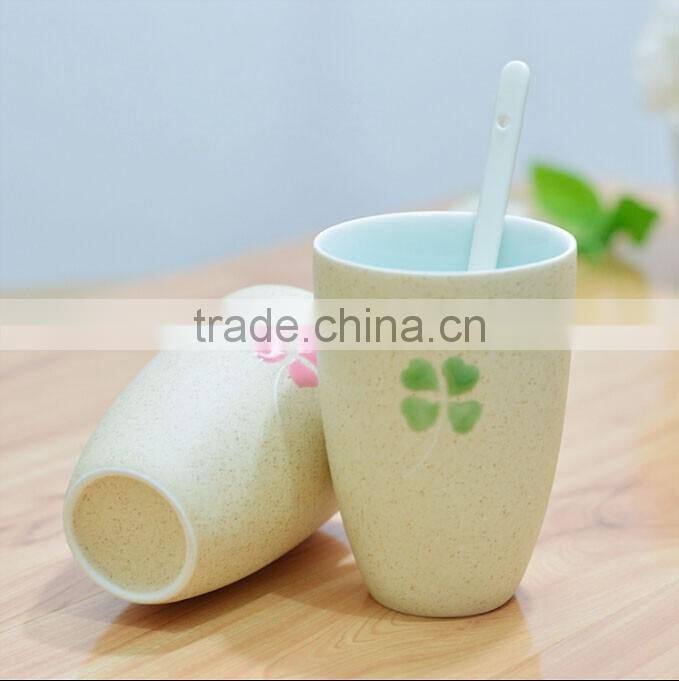 haonai high quality lucky clover decal ceramic mug with handle