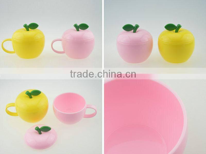 fashon apple shape plastic coffee cup with lid 2pcs set