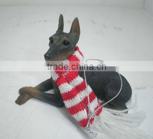 Mini resin Doberman dog christmas hanging decoration