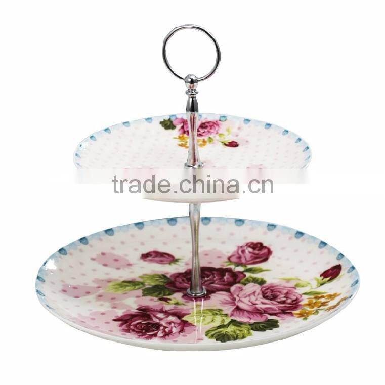 3-tier dessert plate fruit cupcake ceramic plate , cake plate with dome, wedding cake stand