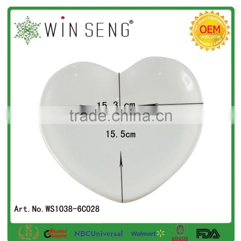 White New Design Heart-shape ceramic dish/soap plate