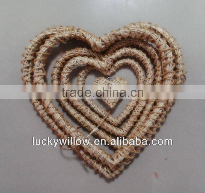 two pieces willow heart with riband for home&garden decoration