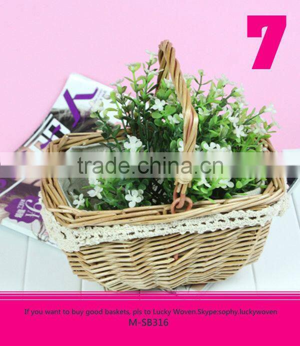 Classic wicker storage basket with sewing handle