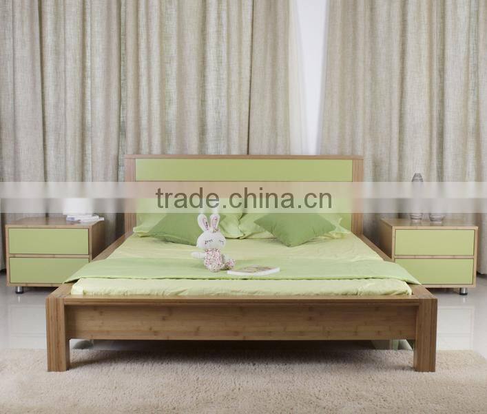 Chinese manufacture bamboo material soft queen bed design furnitue