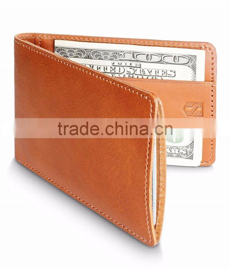 RFID Front Pocket Wallet Minimalist Wallet Slim Genuine Leather Card Holder