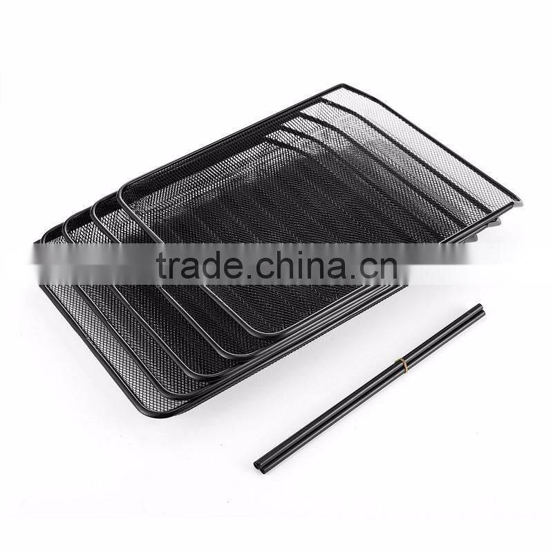 2017 amazon popular design 5 layers black metal mesh desk file holder