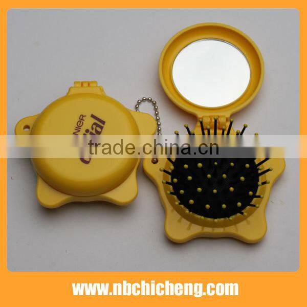 High Quality Mini Star Shape Folding Head Massage Comb Folding Hair Comb With Mirror