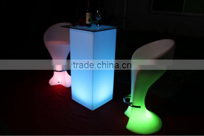 led light stand up bar tables, high bar cubic table with led light
