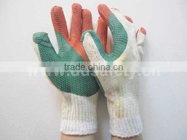 DDSAFETY 2017 Knitted Bleach Cotton Glove With Latex Coated Safety Working Glove